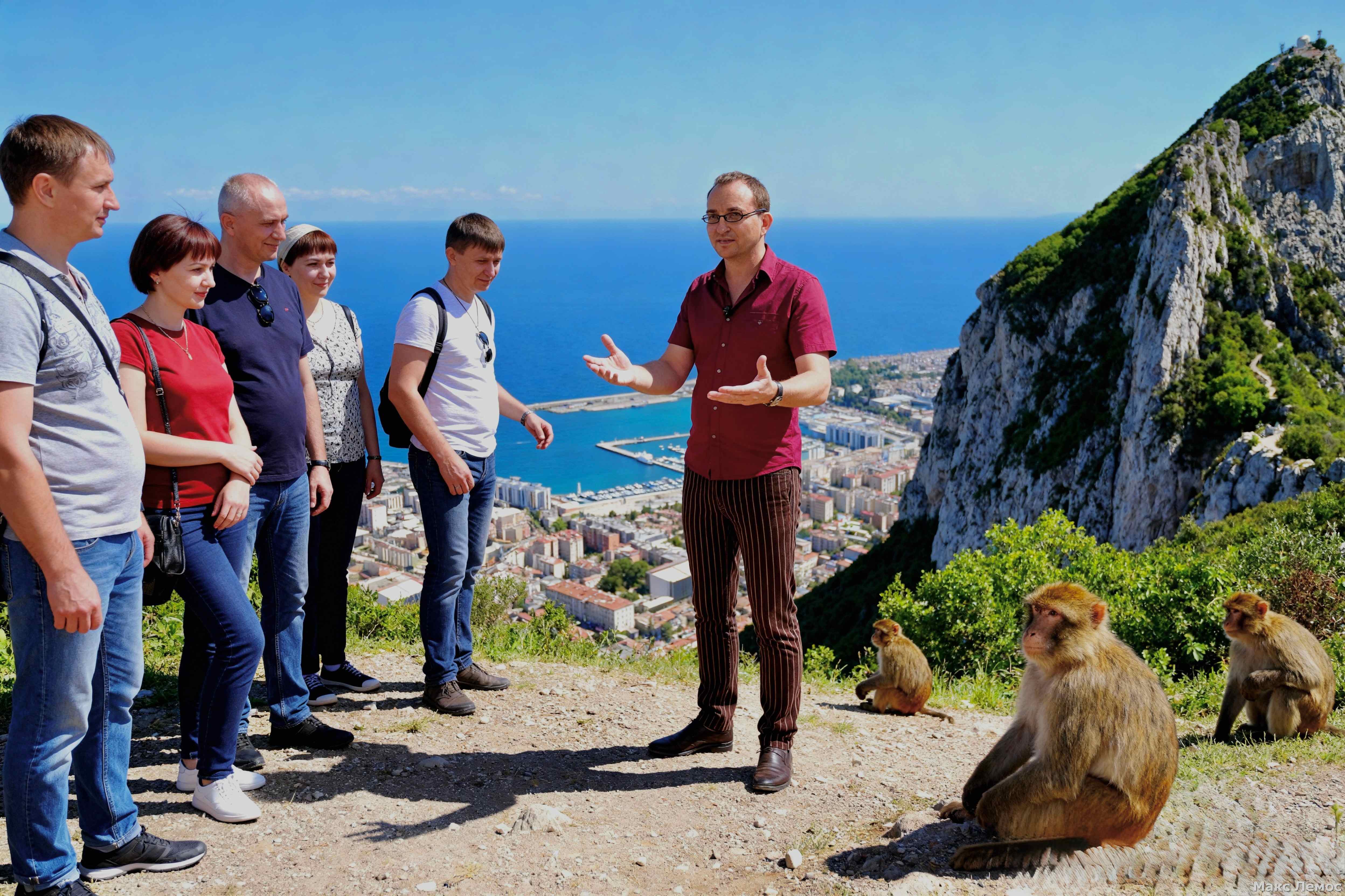 Вершина Скалы Гибралтара с гибралтарскими макаками